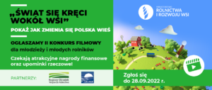 Plakat konkursu "Świat się kręci wokół wsi"